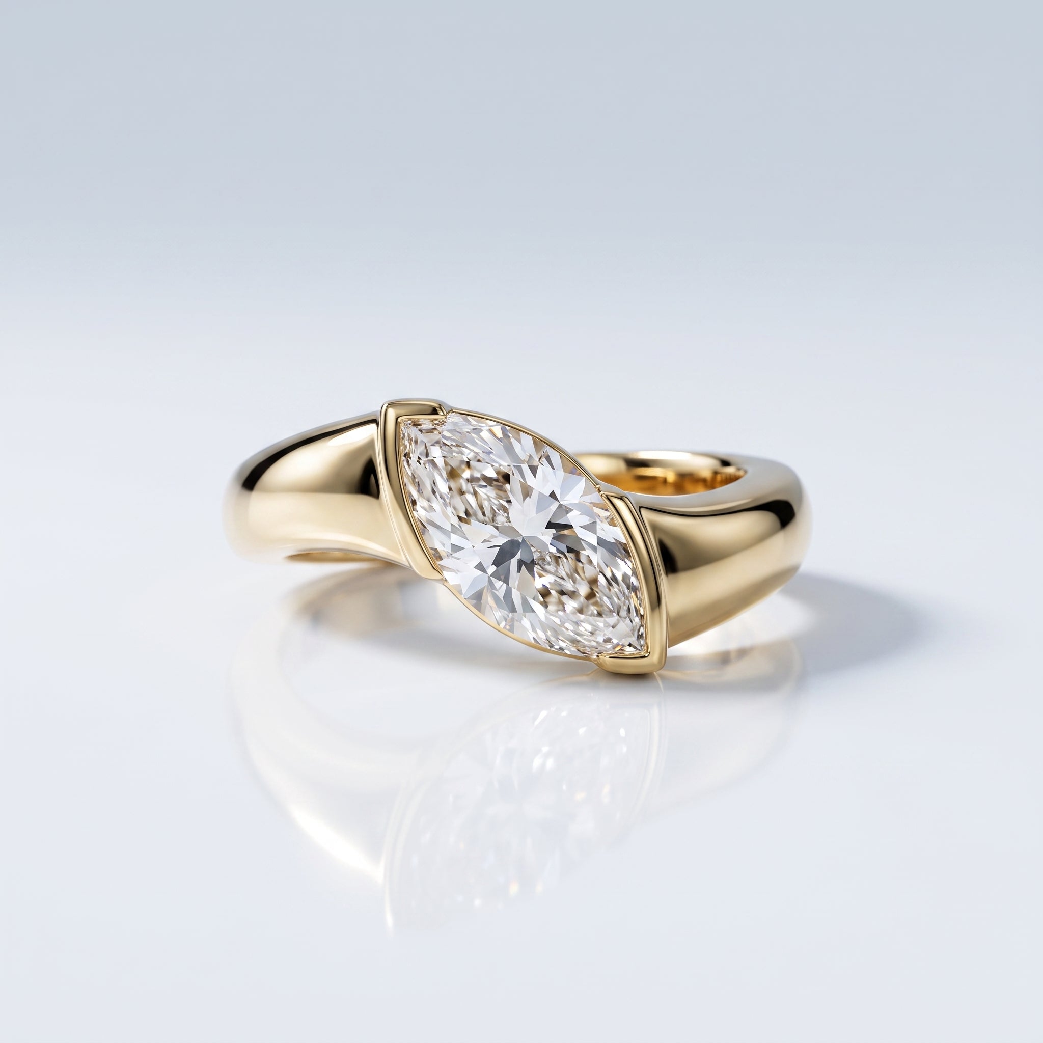 Marquise Swirl Solitaire Engagement Ring – 1 CT Lab Grown Diamond